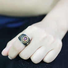 Load image into Gallery viewer, Marine Corps Red Crystal Ring – Gold & Black Stainless Steel