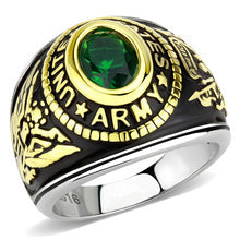 Load image into Gallery viewer, π Army Green Stone Ring | Two-Tone Gold IP Stainless Steel | Women & Men