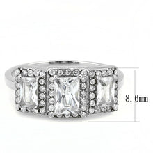 Load image into Gallery viewer, Classic Three-Stone Clear CZ Stainless Steel Ring