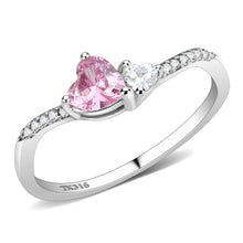 Load image into Gallery viewer, Pink & Clear Hugging Hearts Ring – Stainless Steel