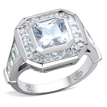 Load image into Gallery viewer, Sterling Silver Cushion-Cut Halo Crystal Ring