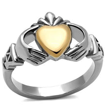 Load image into Gallery viewer, Two-Tone Irish Claddagh Ring – Rose Gold Heart