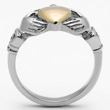 Load image into Gallery viewer, Two-Tone Irish Claddagh Ring – Rose Gold Heart