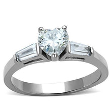 Load image into Gallery viewer, Clear Crystal Heart & Baguette Ring – April Birthstone