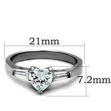 Load image into Gallery viewer, Clear Crystal Heart & Baguette Ring – April Birthstone
