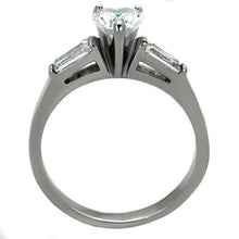 Load image into Gallery viewer, Clear Crystal Heart & Baguette Ring – April Birthstone