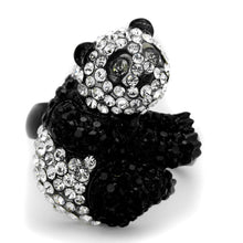 Load image into Gallery viewer, Black Diamond Crystal Panda Ring – Two-Tone Stainless Steel