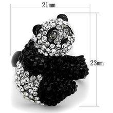 Load image into Gallery viewer, Black Diamond Crystal Panda Ring – Two-Tone Stainless Steel