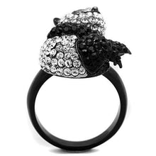Load image into Gallery viewer, Black Diamond Crystal Panda Ring – Two-Tone Stainless Steel