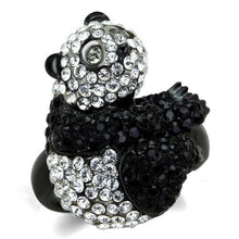 Load image into Gallery viewer, Black Diamond Crystal Panda Ring – Two-Tone Stainless Steel