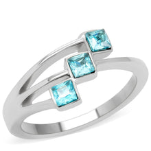Load image into Gallery viewer, Sea Blue Three-Stone Ring – March Birthstone