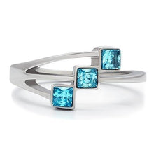 Load image into Gallery viewer, Sea Blue Three-Stone Ring – March Birthstone