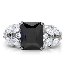Load image into Gallery viewer, MTA 281 - Jet Black Emerald-Cut Crystal Ring- High Polished Stainless Steel Newest