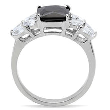 Load image into Gallery viewer, MTA 281 - Jet Black Emerald-Cut Crystal Ring- High Polished Stainless Steel Newest
