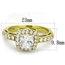 Load image into Gallery viewer, Clear Crystal Halo Ring – Gold-Tone Stainless Steel | April Birthstone