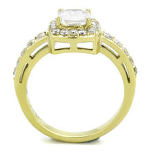 Load image into Gallery viewer, Clear Crystal Halo Ring – Gold-Tone Stainless Steel | April Birthstone