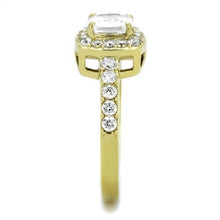 Load image into Gallery viewer, Clear Crystal Halo Ring – Gold-Tone Stainless Steel | April Birthstone