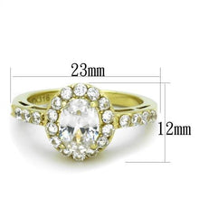 Load image into Gallery viewer, MT 1091 -👑 The Elizabeth Collection 💍 Golden Oval Halo Ring | Gold-Plated Stainless Steel ✨ Classic Elegance with Brilliant Sparkle