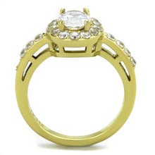 Load image into Gallery viewer, MT 1091 -👑 The Elizabeth Collection 💍 Golden Oval Halo Ring | Gold-Plated Stainless Steel ✨ Classic Elegance with Brilliant Sparkle