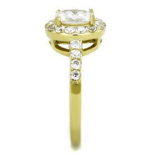 Load image into Gallery viewer, MT 1091 -👑 The Elizabeth Collection 💍 Golden Oval Halo Ring | Gold-Plated Stainless Steel ✨ Classic Elegance with Brilliant Sparkle