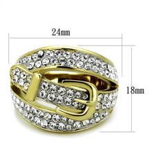 Load image into Gallery viewer, Gold Belt Buckle Ring with Clear Crystals