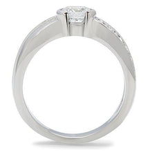 Load image into Gallery viewer, Clear Crystal Crossover Ring – Polished Stainless Steel | April Birthstone