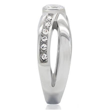 Load image into Gallery viewer, Clear Crystal Crossover Ring – Polished Stainless Steel | April Birthstone