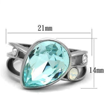 Load image into Gallery viewer, Light Blue Teardrop Crystal Ring – March Birthstone