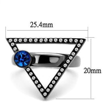 Load image into Gallery viewer, MTA 0182 - Women's Capri Blue Triangle Crystal Ring - IP Black Stainless Steel Statement Jewelry September Birthstone Newest