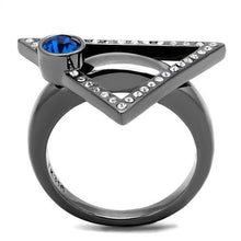 Load image into Gallery viewer, MTA 0182 - Women's Capri Blue Triangle Crystal Ring - IP Black Stainless Steel Statement Jewelry September Birthstone Newest