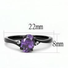 Load image into Gallery viewer, Amethyst Crystal Ring – Black Stainless Steel | February Birthstone