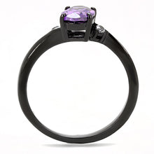 Load image into Gallery viewer, Oval Amethyst Crystal Ring – Black Stainless Steel | February Birthstone