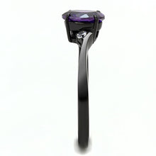 Load image into Gallery viewer, Oval Amethyst Crystal Ring – Black Stainless Steel | February Birthstone