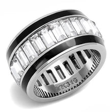 Load image into Gallery viewer, Emerald-Cut Crystal Double Onyx Band Ring