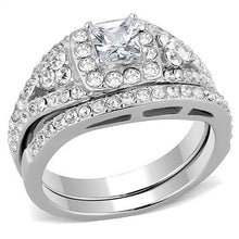 Load image into Gallery viewer, Clear Crystal Stainless Steel Wedding Ring Set