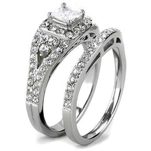 Load image into Gallery viewer, Clear Crystal Stainless Steel Wedding Ring Set