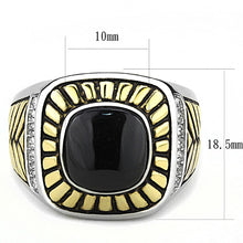 Load image into Gallery viewer, Men’s Black Onyx Ring – Two-Tone Gold Stainless Steel