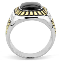 Load image into Gallery viewer, Men’s Black Onyx Ring – Two-Tone Gold Stainless Steel