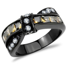Load image into Gallery viewer, Brown & Clear Crystal Ring – Black Stainless Steel | November Birthstone