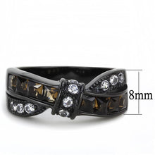 Load image into Gallery viewer, Brown & Clear Crystal Ring – Black Stainless Steel | November Birthstone