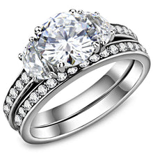 Load image into Gallery viewer, Round-Cut Clear CZ Wedding Ring Set | Stainless Steel
