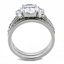 Load image into Gallery viewer, Round-Cut Clear CZ Wedding Ring Set | Stainless Steel