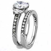 Load image into Gallery viewer, Round-Cut Clear CZ Wedding Ring Set | Stainless Steel
