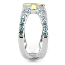 Load image into Gallery viewer, Gold Cross Aquamarine Crystal Ring – March Birthstone