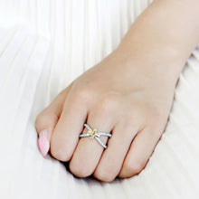 Load image into Gallery viewer, Gold Cross Aquamarine Crystal Ring – March Birthstone