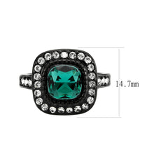 Load image into Gallery viewer, Blue Zircon Halo Ring – Black Stainless Steel | December Birthstone