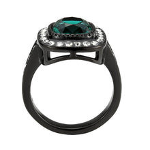 Load image into Gallery viewer, Blue Zircon Halo Ring – Black Stainless Steel | December Birthstone