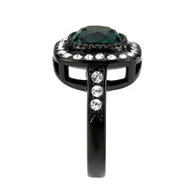 Load image into Gallery viewer, Blue Zircon Halo Ring – Black Stainless Steel | December Birthstone