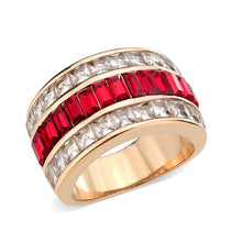 Load image into Gallery viewer, Red Baguette Crystal Wide Band – Rose Gold-Tone Stainless Steel