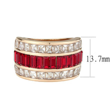 Load image into Gallery viewer, Red Baguette Crystal Wide Band – Rose Gold-Tone Stainless Steel
